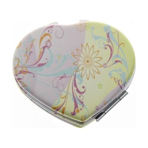 7*6.5cm Heart Shape Double Side Stainless Steel Espejos De Bolsillo Espelho De Bolso Miroir De Poche Pocket Mirror Wedding Favor