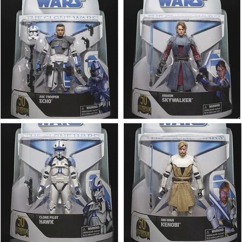 Star Wars Lucasfilm 50th The Clone Wars Anakin Skywalker Obi Wan Kenobi Clone Pilot HAWK Arc Trooper ECHO 6" Action Figure Toys