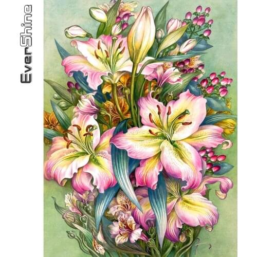 Evershine Diamond Embroidery Lily Cross Stitch Kits Diamond Painting Flower Picture Rhinestones Mosaic 5D DIY Handmade Hobby