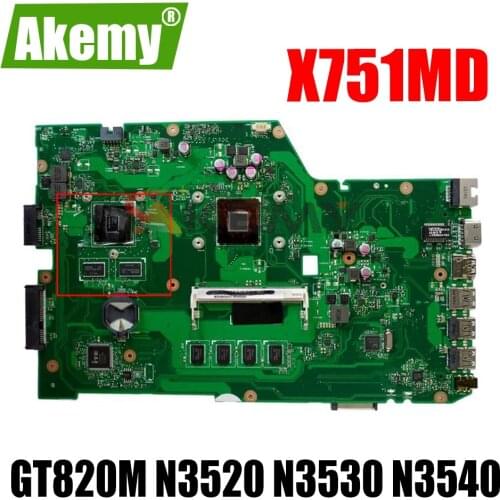 Akemy For ASUS X751MD rev2.0 Mainboard X751M K751M R752M X751MJ R752MD Motherboard w/ GT 820M GPU N3520 N3530 N3540 2GB-RAM