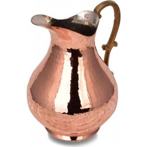 Handcrafted Copper Pitcher 100% Pure Copper Jug Handmade Hammer Copper Decorative Items Pure Copper Decanter Traditional Carafe
