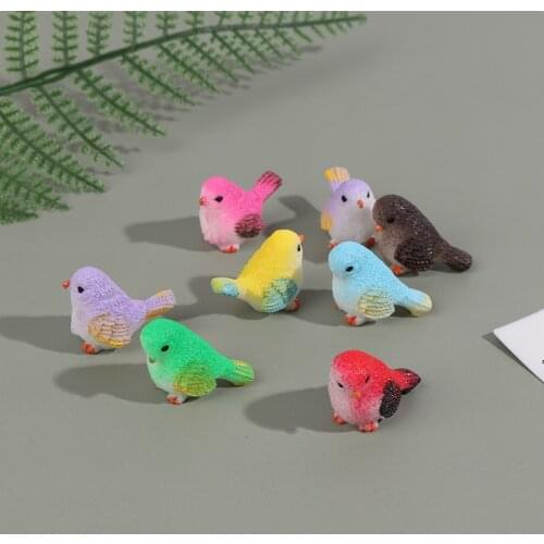 8 Pieces Small Statue Figurine Ornament Miniatures Children Toy Decoration Gift Cute Cartoon Colorful Fly Bird Sparrow