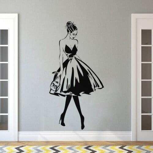 Wall Decal Woman Face Fashion Style Vinyl Wall Sticker Clothing Design Wall Poster Beauty Salon Decoration AY1662
