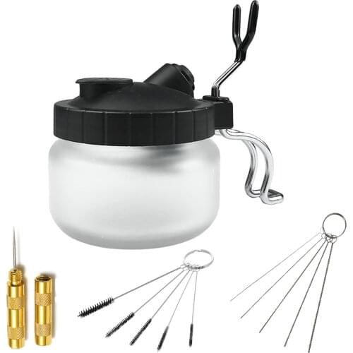 Pinkiou Airbrush Cleaning Kit Airbrush Cleaner Pot Jar with Cleaning Brush &Cleaning Needle 12PCS Airbrush Cleaning Tool Set