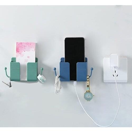 Wall Mounted Organizer Storage Box Multifunction Wall Mounted Plug Bracket Remote Control Organizer Wall Holder Charging Stand