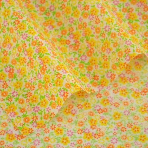 Cotton Fabric Clothing Orange and Yellow Flower Geometry Designs Patchwork Decoration Doll Scrapbooking Home Textile Fat Quarter