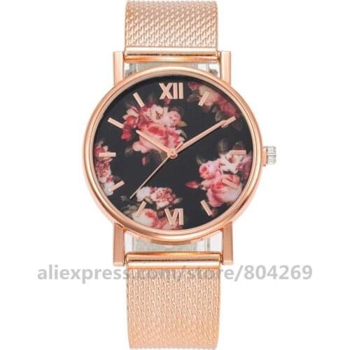 Wholesale NO Logo PVC belt Casual Women Flower Watches Hot Sale Round Ladies Quartz Leisure Reloj Hombre
