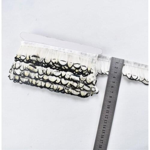 10Meters Natural Pheasant Feathers Trims Fringe Ribbon Trim Satin Sewing White Feathers for Crafts Costumes Decorative Plumes