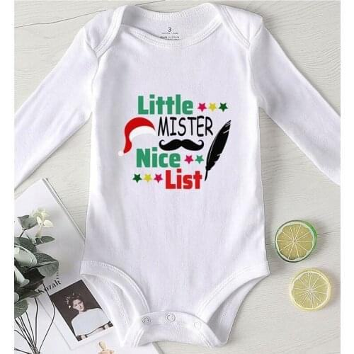 Printing Little Mister Baby Shower Gifts Winter Bodysuit for Newborns Kids' Things Infant Christmas Clothes Jumpsuit Kids Autumn