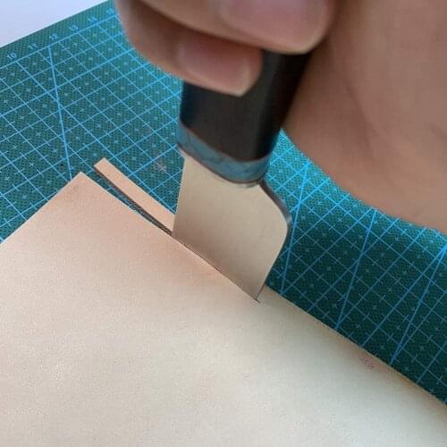 DIY Stainless Steel Sewing Carvings Leather Cutters Paring Knives Manual Thinning Tanning Cutting Craft Wooden Handle (Ebony)