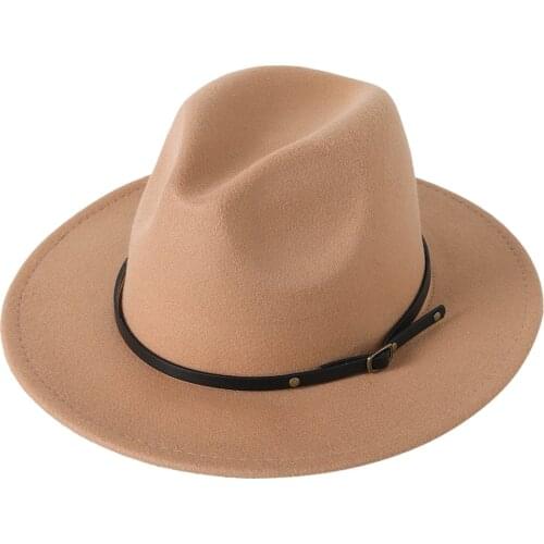 Simple Women Men Wool Vintage Gangster Trilby Felt Fedora Hat With Wide Brim Gentleman Elegant Lady Winter Autumn Jazz Caps