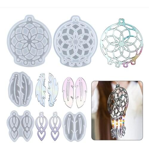 4 Pcs Silicone Casting Resin Molds For DIY Crystal Epoxy Pendants Earring Necklace Decoration Uv Epoxy Jewelry Tools Moulds