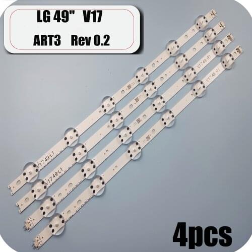 4pcs LED Backlight strip For LG 49'' TV 6916L-2862A 6916L-2863A V17 49 R1+L1 ART3 49UJ670V-ZD 49UJ651V LC490DGG(FK)(MD)
