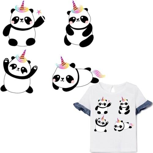 Cute Panda Patches Thermal Stickers on Clothes Fabric Iron-on Transfers for Clothing Thermoadhesive Patch Diy Applique for Dress