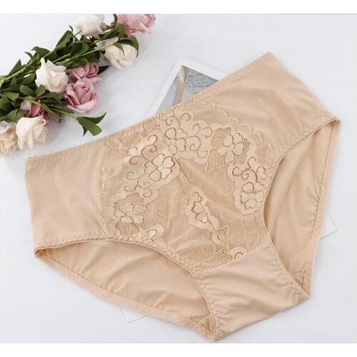 Lace Fashion Comfort Women Panties Floral Briefs Underwears Lingerie Mid-Waist Underpants Big Size L-5XL