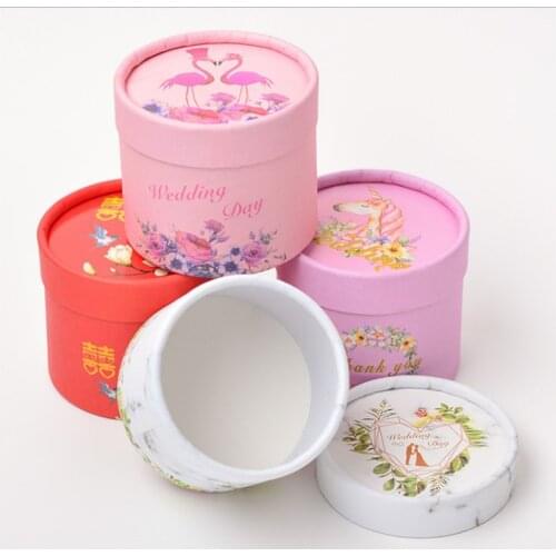 50pcs Wedding Day Packaging Candy White Box Small Jewelry Gift Paper Box with Lid Round Craft Storage Box For Wedding Decoration