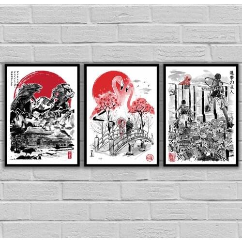 Japanese style Japanese garden Kobayashi spirit sparrow innocent cherry blossom attack poster