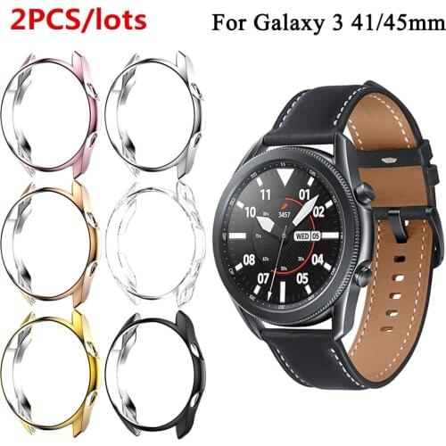 2pcs cases for galaxy watch 3 45mm 41mm case soft TPU Plated cover for samsung galaxy watch 41mm 45mm case Protective Bumper