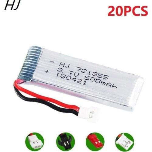 20pcs 3.7V 500mAh Li-Po Battery For H37 FOR E50 JXD H37 RC Quadcopter Mini Drone Li-Polymer Battery 3.7V 500mAh 721855
