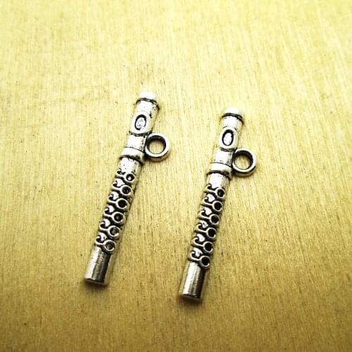 30pcs--29mm x 7mm Flute charms Flute charms pendantsDIY necklace/ bracelets charms antique silver tone