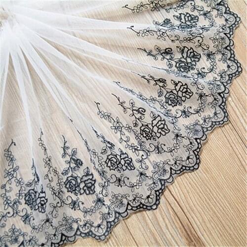 5Yard/lot Width:21cm 2 Colors Stylish cotton embroidered mesh lace Garment lace trims trimmings DIY Sewing accessories-HY