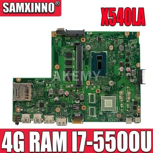 Akemy X540LA For ASUS X540L F540LA X540LJ Laptop motherboard 4G RAM I7-5500U REV2.1 Test before shipping work 100