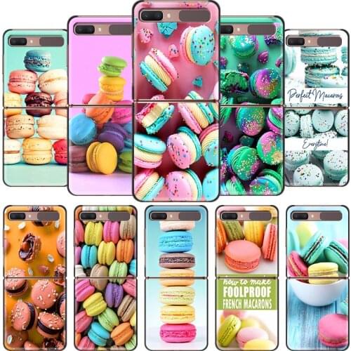 Black Hard Phone Case For Samsung Galaxy Z Flip Cover For ZFlip 5G Luxury Back Capa Thin Fundas Bag Dessert Ice Cream Macaron