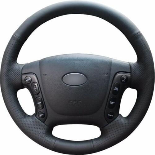 For Hyundai Santa Fe 2006-2012 Top Leather Steering Wheel Hand-stitch on Wrap Cover