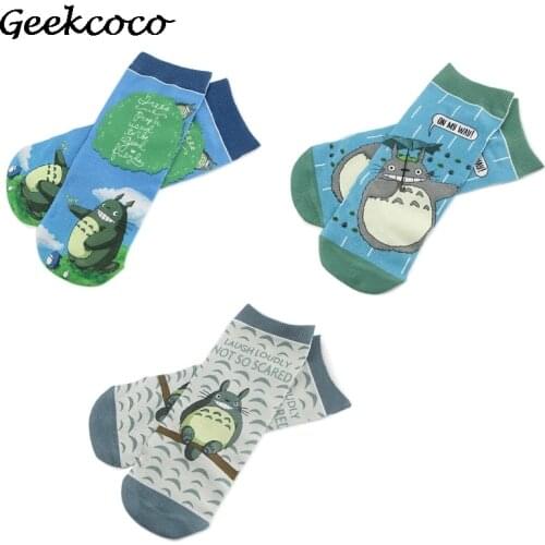 J1799 Fashion Anime Cat Mens Womens Personality Cartoon High Quality Kawaii Pattern Short Sock