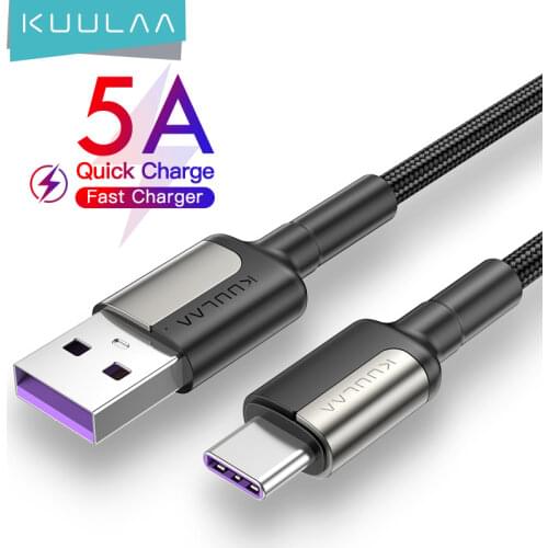 KUULAA 5A USB Type C Cable for Huawei Mate 20 Pro P20 Lite Supercharge USB C Fast Charging Cable Type-C Cable for Xiaomi mi 10t