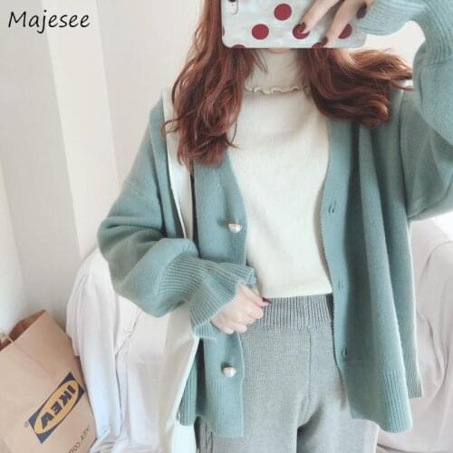 Cardigan Women Elegant Solid Loose Knitted Sweaters Womens All-match Casual Gentle Fashion Jumpers Ladies New Chic Ulzzang Ins