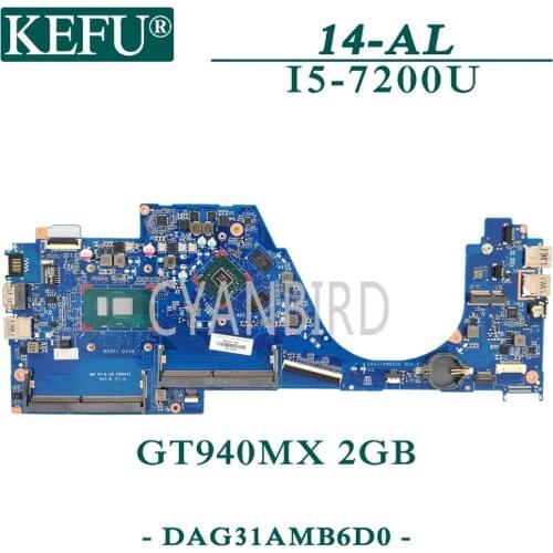 KEFU DAG31AMB6D0 original mainboard for HP Pavilion 14-AL with I5-7200U GT940MX-2GB Laptop motherboard 903707-601