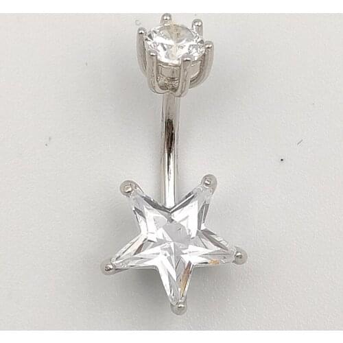 925 sterling silver belly piercing jewelry ombligo Star cubic zircon navel belly ring for women