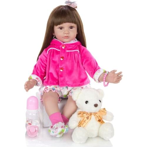 24 Inch Reborn Baby Dolls Cloth Body Lifelike Girl toddler babies alive Doll toys For Kid Birthday Xmas Gift