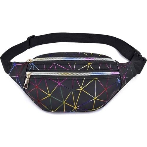 Laser Women Belt Bag PU Leather Fashion Waist Bag Outdoor Run High capacity Storage Bag Travel Waterproof Multilayer Fanny Pack