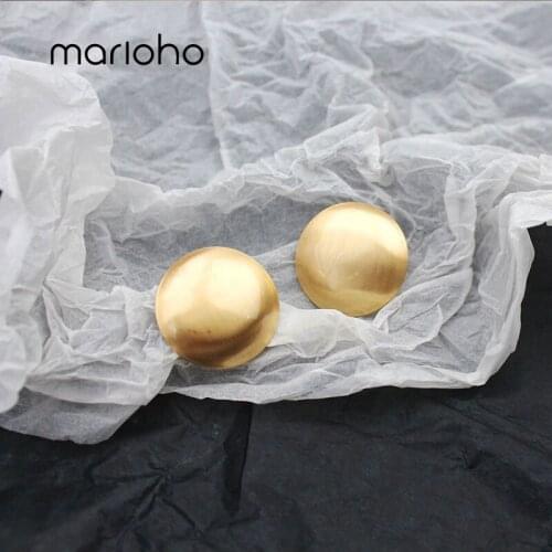 Marioho Fashion Big Round Gold Color Stud Earring Drop Luxury Earrings For Women Party Wedding Accessories Jewelry Gifts