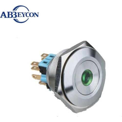 30mm latching 1NO1NC metal 12V/5V/3V/0V/24V/110V dot led illuminated light stainless steel ON OFF led push button switch