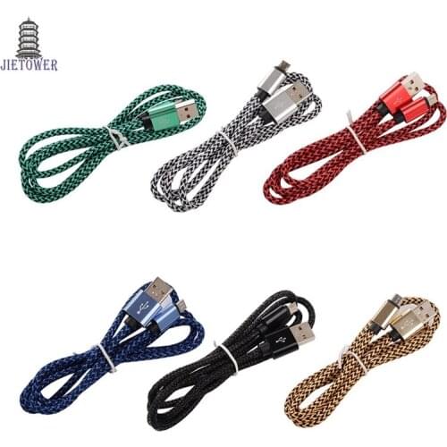 Metal double colorful nylon woven twist wire usb data sync charger cable cord for samsung android phones/8pin for iphone 100pcs