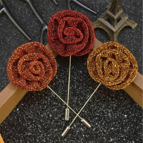 Wholesale Brooch 5Pcs/Lot Lapel Pins Flower Handmade Fabric Brooches Men Brooches And Pins For Suits