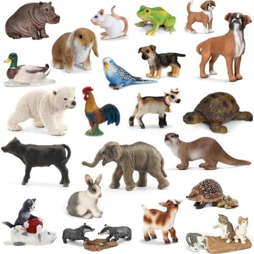 Original genuine wild life zoo jungle farm animals model series 2 rooster goat duck otter kids educational toy for children gift