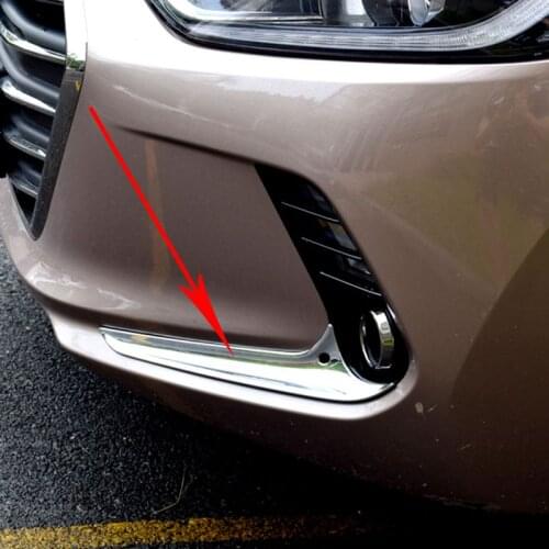 For Hyundai Elantra Avante 2016 2017 Sedan 2pcs ABS Chrome Front Fog Light Lamp Eyelid Eyebrows Cover Trim Auto Parts