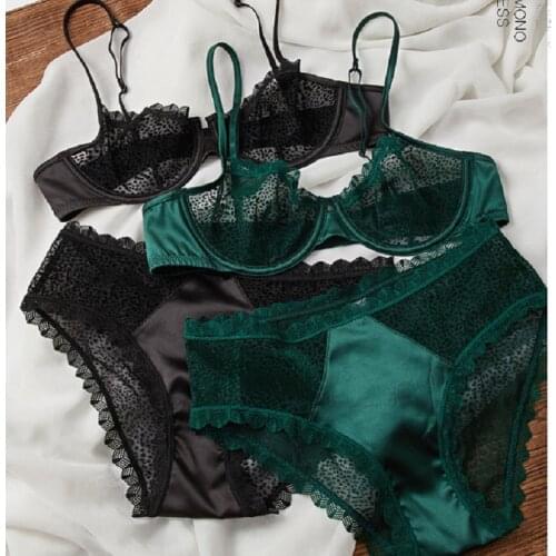 Wriufred Sexy underwear with steel ring thin bra set womens thin temptation underwear adjustable pull-up no sponge bralette