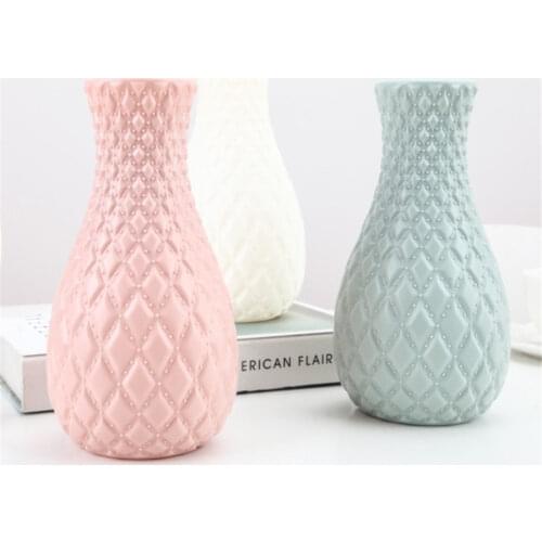 Plastic Flower Vase Decoration Home White Vases Imitation Ceramic Vase Flower Pot Decoration Nordic Style Flower Basket