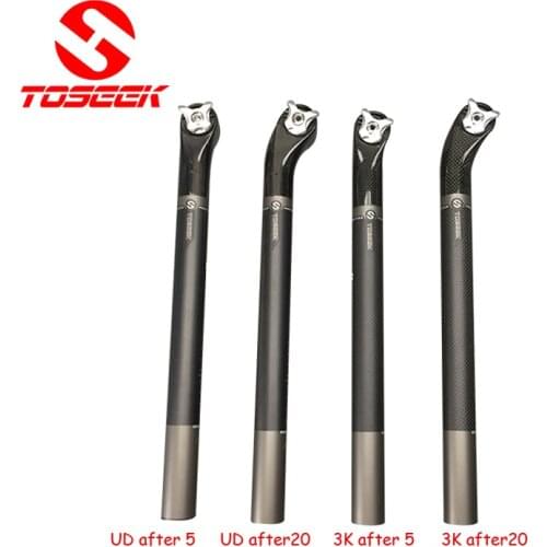 Toseek full carbon fiber bicycle seatpost MTB road bike seat post setback seatpost 27.2 / 30.8 / 31.6 * 400mm black bike parts