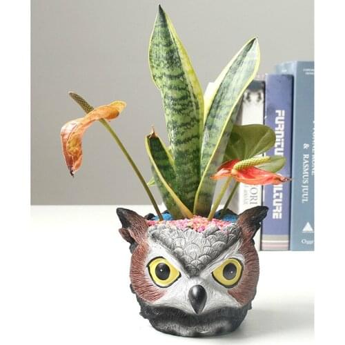 Resin Owl Flower Pot Animal Flower Pot Crafts Ornaments Succulent Planter Home Decoration Flower Pot