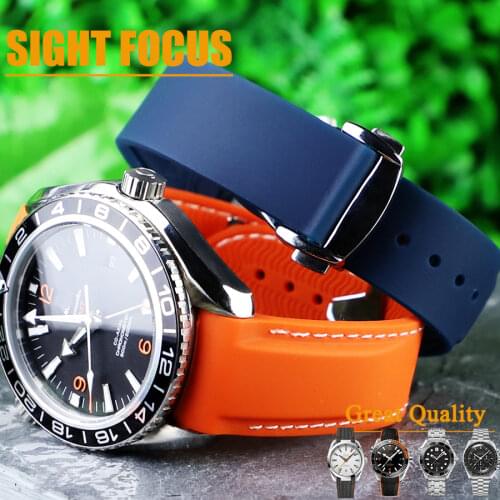 Rubber Silicone Watch Band for Omega Speedmaster Seamaster Aqua Terra Watch Belt 20mm 22mm Men Watch Strap Orange Clock Bracelet