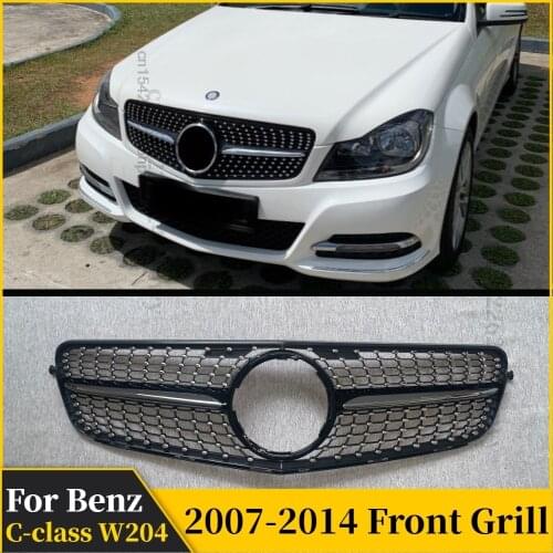 Front Grill Diamond Style Grilles For Mercedes Benz C Class W204 07 2008 2009 2010 2011 2012 2013 2014 C180 C200 C250 C300 C350