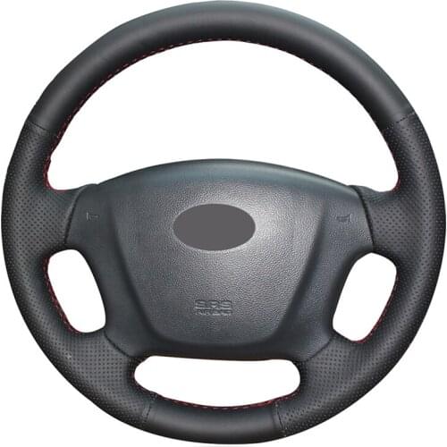 Hand-stitched Black Artificial Leather Car Steering Wheel Cover for Kia Carens 2007-2011 Rondo 2007-2010 Hyundai Entourage 2007