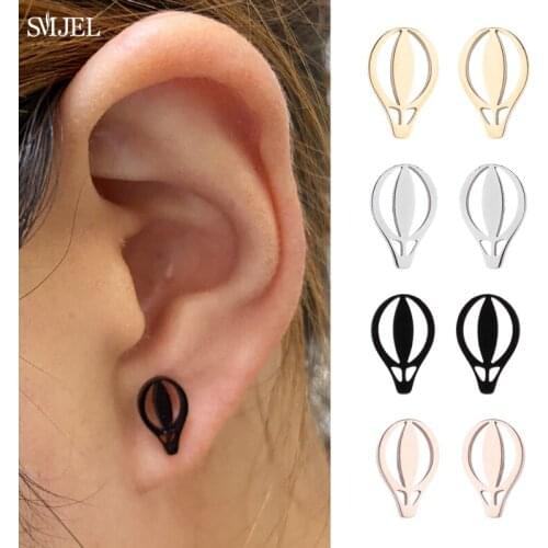 Hip hop Hot Air Balloon Stud Earrings for Children Women Small Tool Cartoon Earrings Pendientes 2021 Accessories Christmas Gifts