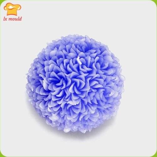 2018 new flower embossed round candle silicone mold flower ball silicone tool